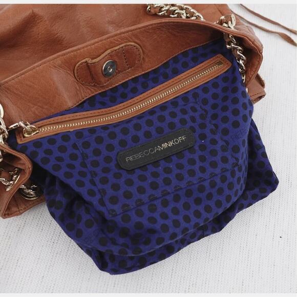 Rebecca Minkoff Swing Shoulder Bag Brown Leather Chain Strap Convertible Tassels - Picture 10 of 16